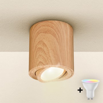 Brilagi - LED RGBW dimbar spotlight MIA 1xGU10/4,8W/230V 3000K 84x80 mm brun + fjärrkontroll