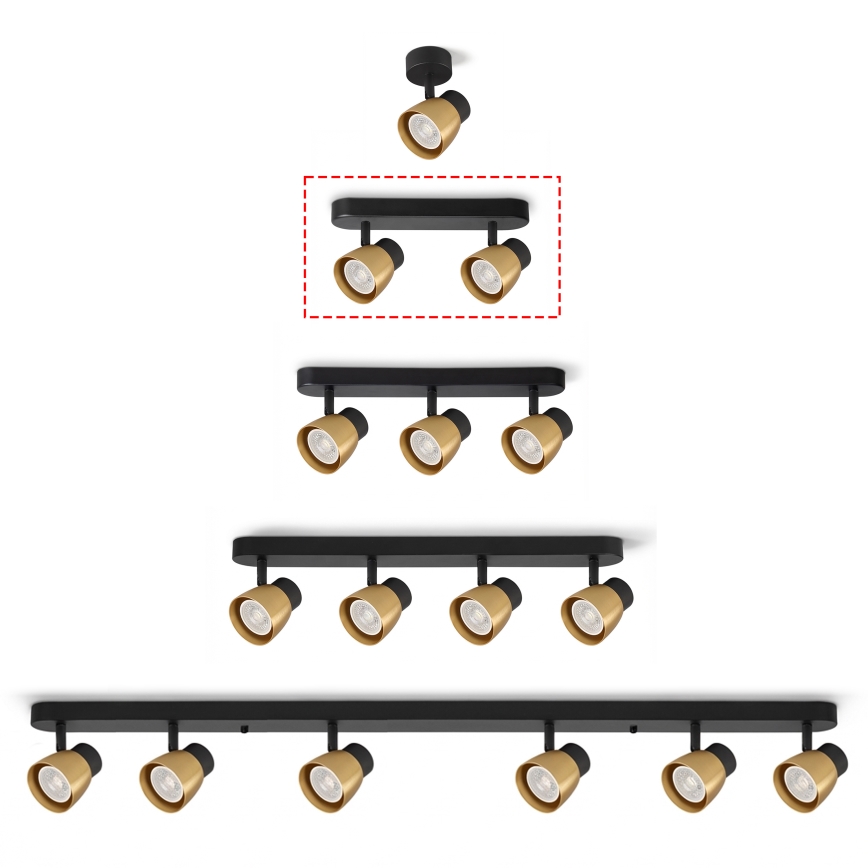 Brilagi - LED RGBW dimbar spot NUGGET 2xGU10/6W/230V 3000K svart/guld + fjärrkontroll