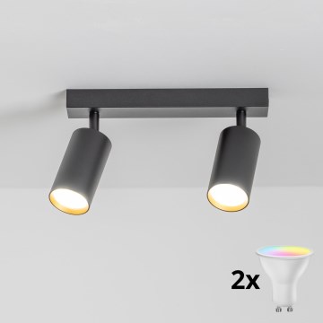 Brilagi - LED RGBW dimbar spotlight SELE 2xGU10/4,8W/230V 3000K svart/guld + fjärrkontroll