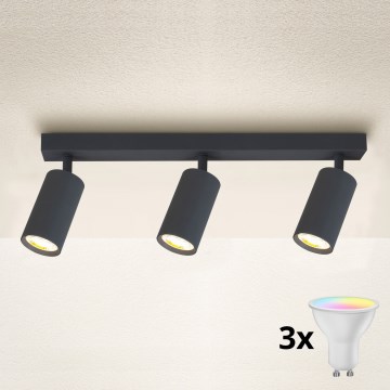 Brilagi - LED RGBW dimbar spotlight SELE 3xGU10/4,8W/230V 3000K antracit + fjärrkontroll