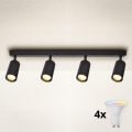 Brilagi - LED RGBW dimbar spotlight SELE 4xGU10/4,8W/230V 3000K svart + fjärrkontroll