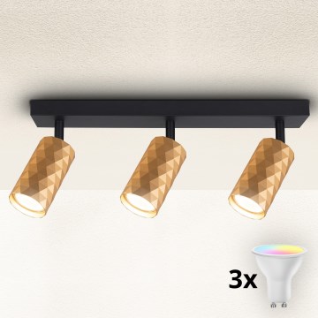 Brilagi - LED RGBW dimbar spotlight SELE DIAMANT 3xGU10/4,8W/230V 3000K guld + fjärrkontroll