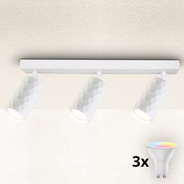 Brilagi - LED RGBW dimbar spotlight SELE DIAMANT 3xGU10/6W/230V 3000K Wi-Fi vit