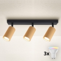 Brilagi - LED RGBW dimbar spotlight SELE MODERN 3xGU10/4,8W/230V 3000K guldig + fjärrkontroll