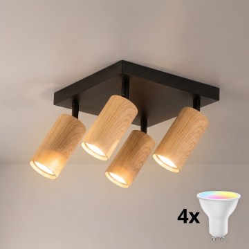 BRILAGI - LED RGBW dimbar spotlight SELE SQUARE 4xGU10/6,5W/230V 2700-6500K svart/ekdekor