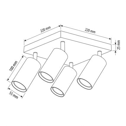 BRILAGI - LED RGBW Dimbar spotlight SELE SQUARE 4xGU10/6,5W/230V 2700-6500K svart/guld