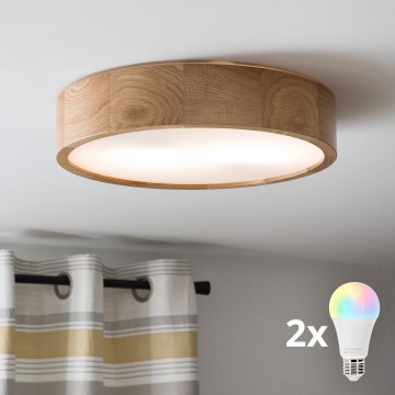 Brilagi - LED RGBW dimbar taklampa CARVALHO 2xE27/9W/230V 2700–6500K Wi-Fi ek Ø 37,5 cm