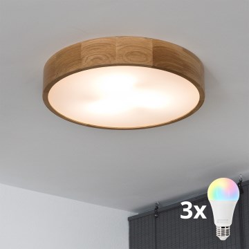 Brilagi - LED RGBW dimbar taklampa CARVALHO 3xE27/15W/230V 2700-6500K Wi-Fi ek Ø 47,5 cm