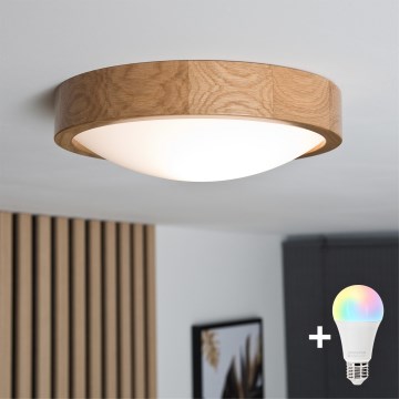 Brilagi - LED RGBW dimbar taklampa CARVALHO SLIM 1xE27/15W/230V 2700-6500K Wi-Fi ek Ø 27 cm