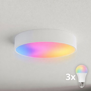 Brilagi - LED RGBW Dimbar taklampa CLARE 3xE27/9W/230V 2700-6500K Ø 40 cm Wi-Fi vit
