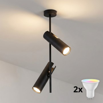 BRILAGI - LED RGBW dimbar taklampa på stång BRANCH 2xGU10/6,5W/230V 2700-6500K svart