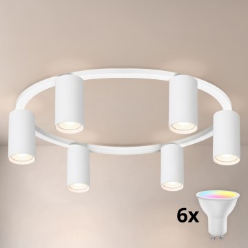BRILAGI - LED RGBW dimbar taklampa SELE 6xGU10/6,5W/230V 2700-6500K vit + fjärrkontroll