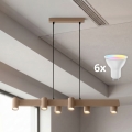 BRILAGI - LED RGBW dimbar takpendel med vajer SELE 6xGU10/6,5W/230V 2700-6500K beige + fjärrkontroll