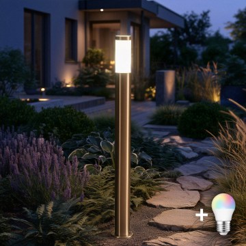 BRILAGI - LED RGBW Dimbar utomhuslampa ELIA 1xE27/6,5W/230V 2700-6500K IP44 Wi-Fi 100 cm matt krom