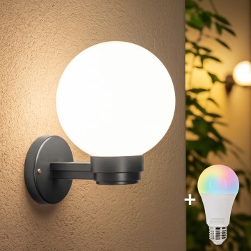 BRILAGI - LED RGBW dimbar utomhusväggarmatur HARBOR 1xE27/12W/230V 2700-6500K IP33 antracit/vit