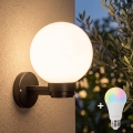 BRILAGI - LED RGBW dimbar utomhusväggarmatur HARBOR 1xE27/12W/230V 2700-6500K IP33 svart/vit