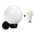 Brilagi - LED RGBW dimbar utomhusväggarmatur HARBOR 1xE27/9W/230V 2700-6500K IP33 svart/vit