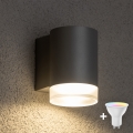 Brilagi - LED RGBW Dimbar utomhusväggarmatur MATERA 1xGU10/4,8W/230V 3000K IP54 grå + fjärrkontroll
