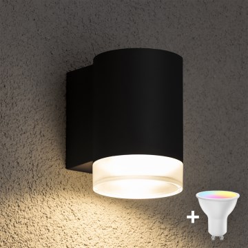 Brilagi - LED RGBW dimbar utomhusväggarmatur MATERA 1xGU10/4,8W/230V 3000K IP54 svart + fjärrkontroll