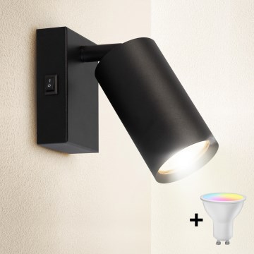 Brilagi - LED RGBW dimbar väggspot SELE 1xGU10/4,8W/230V 3000K svart + fjärrkontroll