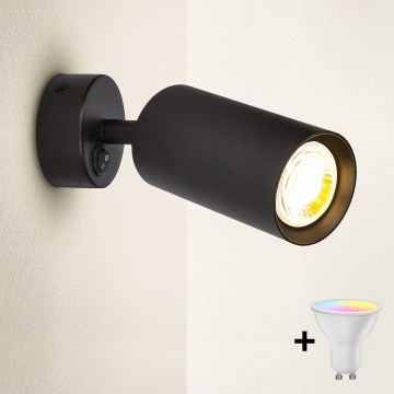 Brilagi - LED RGBW dimbar väggspotlight SELE 1xGU10/4,8W/230V 3000K svart + fjärrkontroll