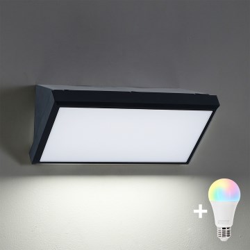 Brilagi - LED RGBW dimbara utomhusvägglampa TRIANGLE 1xE27/9W/230V 2700-6500K IP65 svart