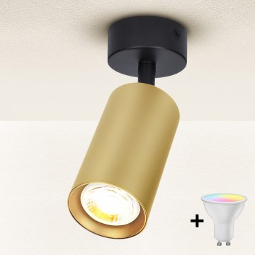 Brilagi - LED RGBW dimbart spotlampa SELE GOLDEN 1xGU10/4,8W/230V 3000K svart/guld + fjärrkontroll
