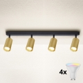 BRILAGI - LED RGBW Dimbart spotlight SELE GOLDEN 4xGU10/4,8W/230V 3000K svart/guld, inkl. fjärrkontroll