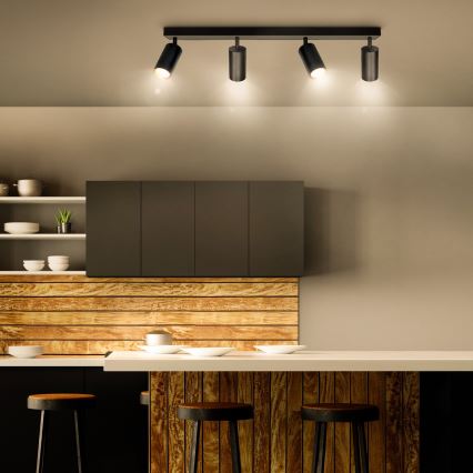 Brilagi - LED RGBW dimbar spotarmatur SELE 4xGU10/4,8W/230V 3000K svart/guld + fjärrkontroll