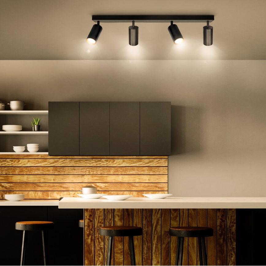 Brilagi - LED RGBW dimbar spotarmatur SELE 4xGU10/4,8W/230V 3000K svart/guld + fjärrkontroll