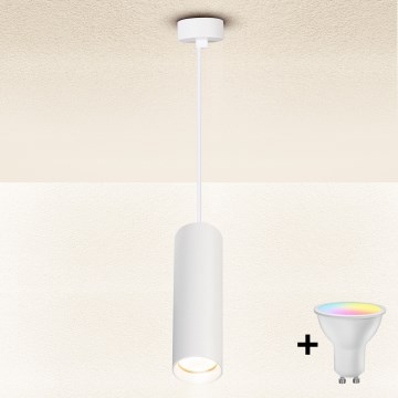 Brilagi - LED RGBW Dimbart takpendel med stålwire SELE 1xGU10/4,8W/230V 3000K vit + fjärrkontroll