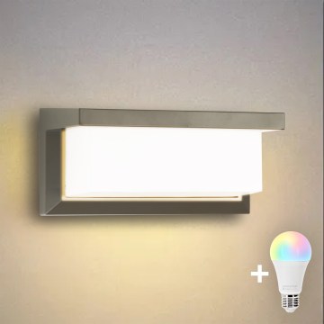 Brilagi - LED RGBW Dimbart utomhusvägglampa BRICKY 1xE27/15W/230V 2700-6500K IP54 grå