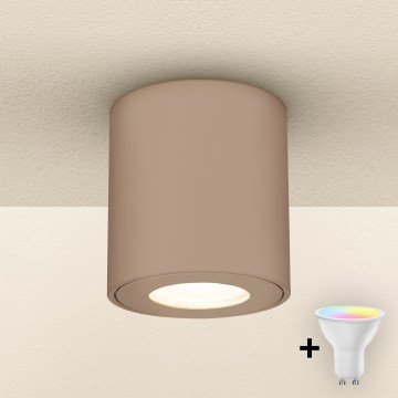 Brilagi - LED RGBW dimmbar badrumsarmatur MIA 1xGU10/4,8W/230V 3000K 84x80 mm beige IP54 + fjärrkontroll