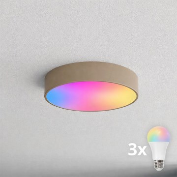 BRILAGI - LED RGBW Dimmbar badrumsplafond CLARE 3xE27/12W/230V 2700-6500K Ø 40 cm IP54 Wi‑Fi beige
