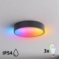 BRILAGI - LED RGBW dimmbar badrumstaklampa CLARE 3xE27/12W/230V Ø 40 cm antracit IP54