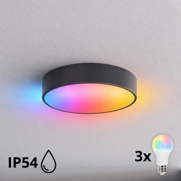 BRILAGI - LED RGBW dimmbar badrumstaklampa CLARE 3xE27/12W/230V Ø 40 cm antracit IP54