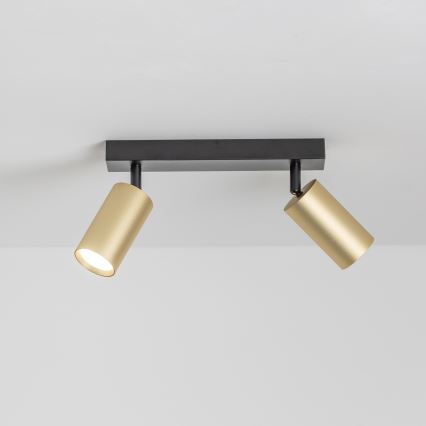 Brilagi - LED RGBW dimbar spot SELE GOLDEN 2xGU10/4,8W/230V 3000K svart/guld + fjärrkontroll