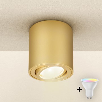 Brilagi - LED RGBW dimmbar spotlight MIA 1xGU10/4,8W/230V 3000K 84x80 mm guld + fjärrkontroll