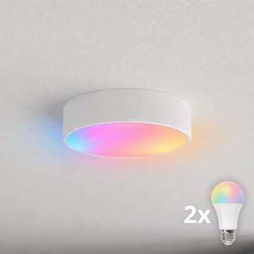 BRILAGI - LED RGBW dimmbar taklampa CLARE 2xE27/12W/230V 2700-6500K Ø 30 cm Wi‑Fi vit