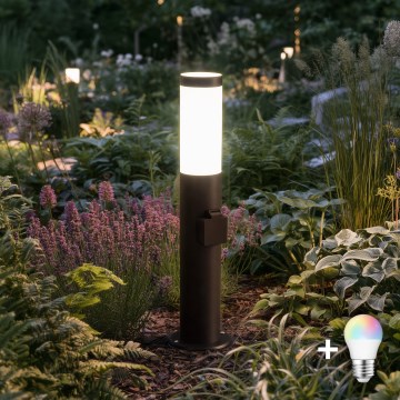 BRILAGI - LED RGBW dimmbar utomhuslampa med eluttag ELIA 1xE27/6,5W/230V 2700-6500K IP44 Wi-Fi 50 cm antracit