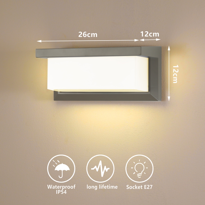 Brilagi - LED RGBW Dimbart utomhusvägglampa BRICKY 1xE27/9W/230V 2700-6500K IP54 grå