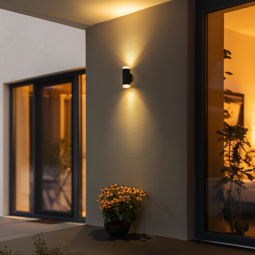 Brilagi - LED RGBW dimmbar utomhus väggarmatur MATERA 2xGU10/4,8W/230V 3000K IP54 svart + fjärrkontroll