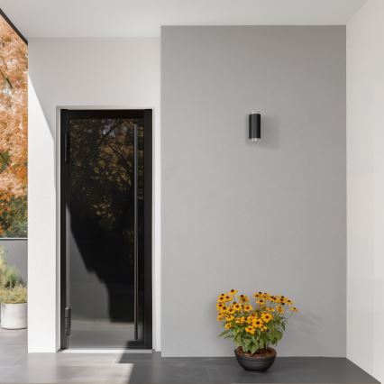Brilagi - LED RGBW dimmbar utomhus väggarmatur MATERA 2xGU10/4,8W/230V 3000K IP54 svart + fjärrkontroll