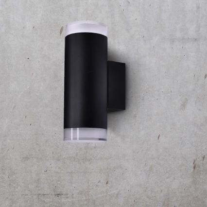 Brilagi - LED RGBW dimmbar utomhus väggarmatur MATERA 2xGU10/6W/230V 3000K IP54 svart + fjärrkontroll