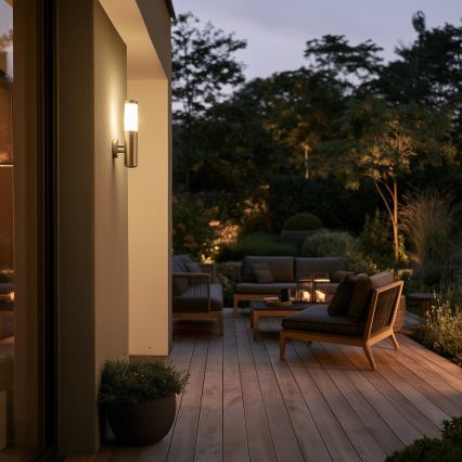 BRILAGI - LED RGBW dimbara utomhusvägglampa ELIA 1xE27/6,5W/230V 2700-6500K IP44 Wi-Fi matt krom