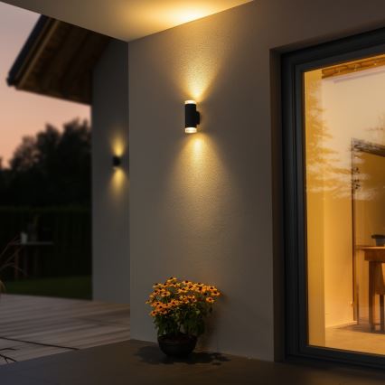 Brilagi - LED RGBW dimbar utomhusvägglampa MATERA 2xGU10/6W/230V 3000K IP54 antracit + fjärrkontroll
