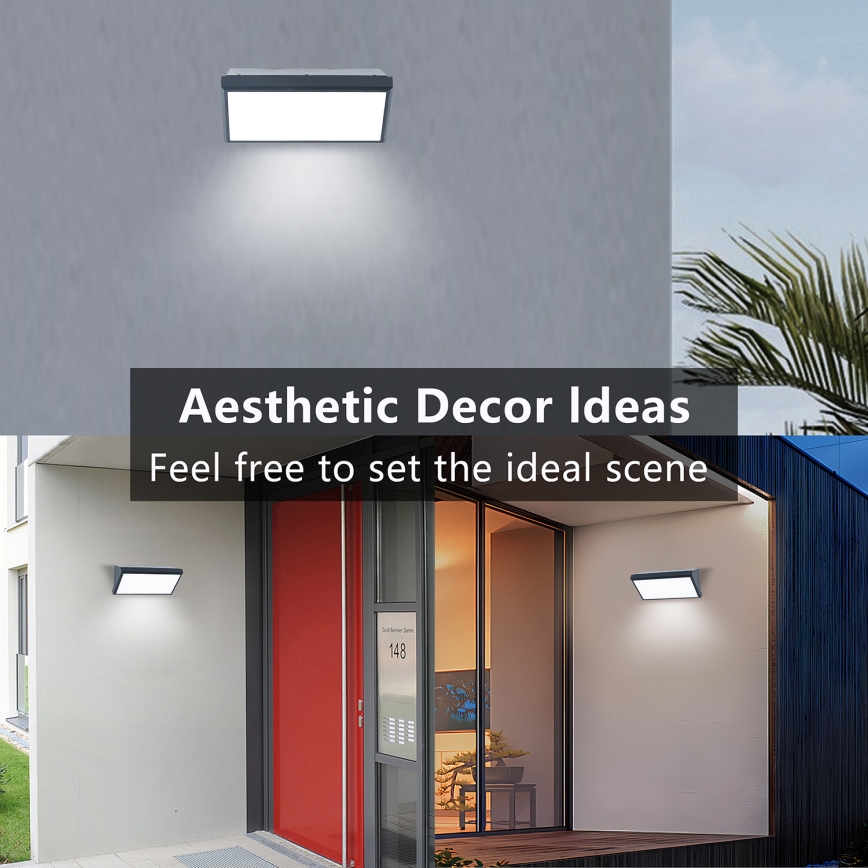 Brilagi - LED RGBW dimbar utomhus väggarmatur TRIANGLE 1xE27/15W/230V 2700-6500K IP65 antracit