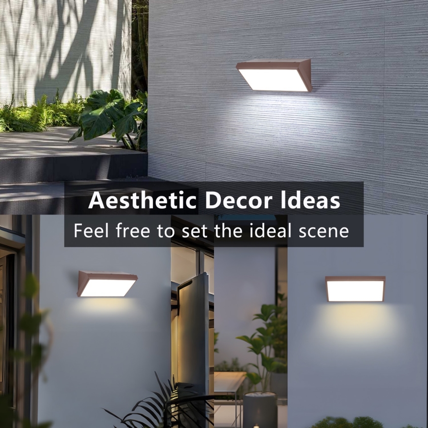 Brilagi - LED RGBW dimbar utomhusvägglampa TRIANGLE 1xE27/15W/230V 2700-6500K IP65 brun