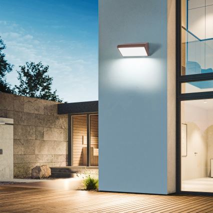 Brilagi - LED RGBW dimbar utomhusvägglampa TRIANGLE 1xE27/15W/230V 2700-6500K IP65 brun