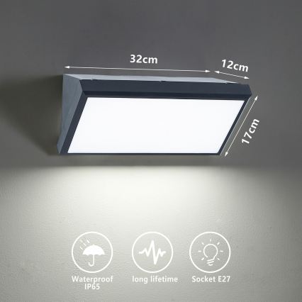 Brilagi - LED RGBW dimbar utomhus väggarmatur TRIANGLE 1xE27/9W/230V 2700-6500K IP65 antracit